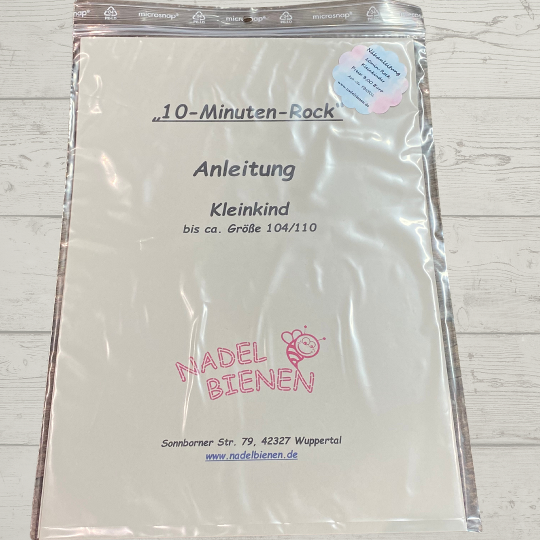 Nadelbienen Schnittmuster "10 Minuten Rock"