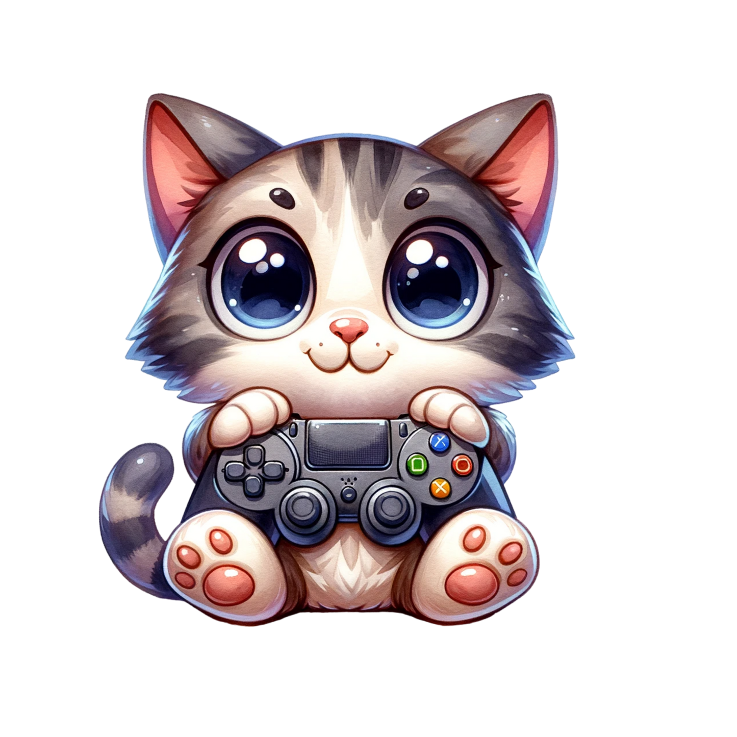 Bügelbild Katze mit Controller braun Katze Aufbügelbild Bügelbilder Applikationen Nr. 000023-10