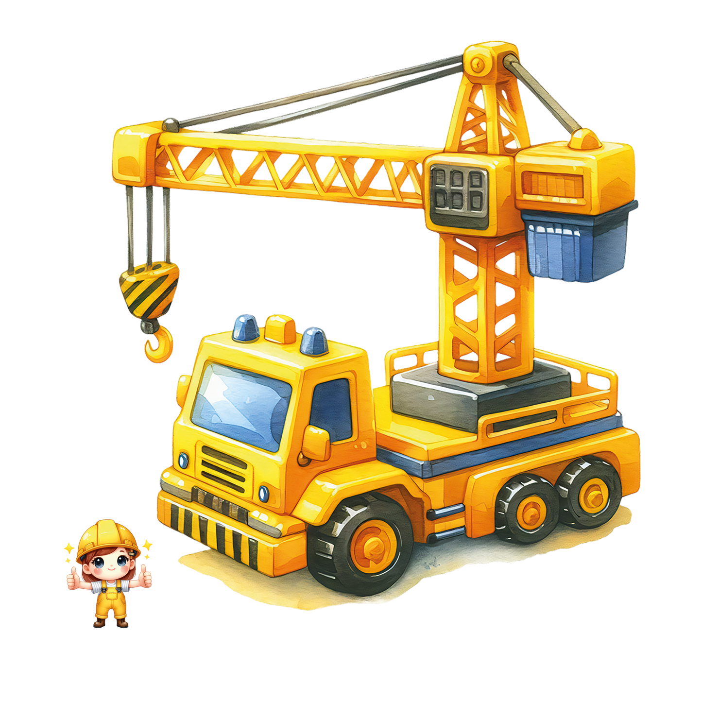 Bügelbild Kran mit Einweiser Baustelle Aufbügelbild Bügelbilder Applikationen Nr. 000006-10