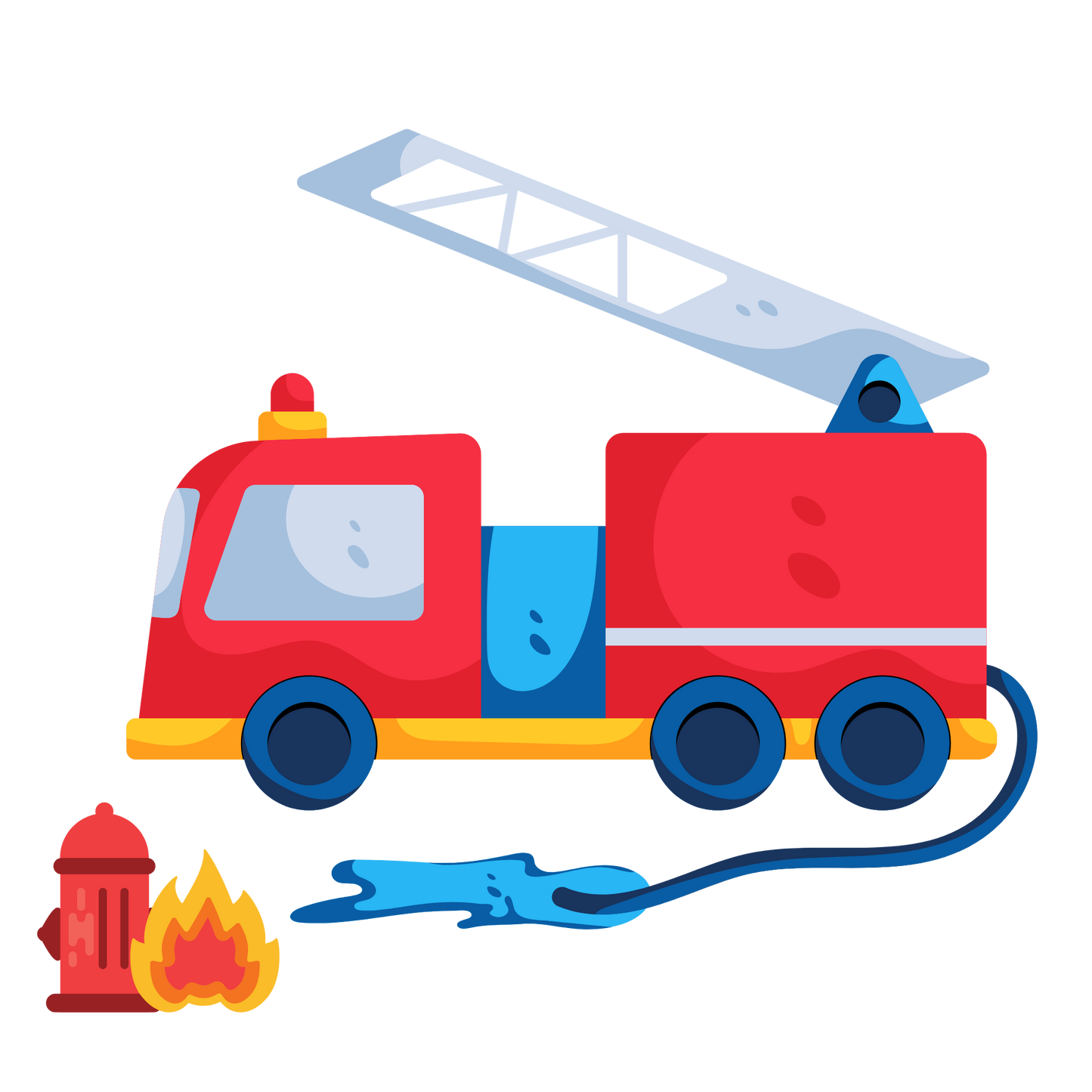Bügelbild Feuerwehrauto mit Feuer und Hydranten Aufbügelbild Bügelbilder Applikationen Nr. 000007-10