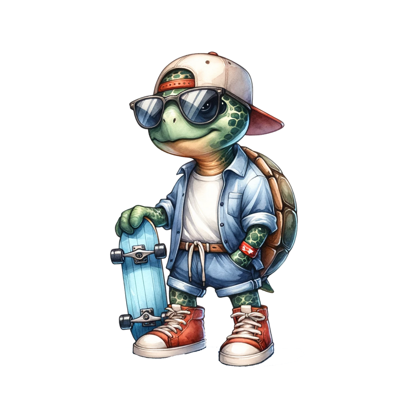 Bügelbild Schildkröte mit Skateboard Schildi mit Sk8ter Aufbügelbild Bügelbilder Applikationen Nr. 000019-5