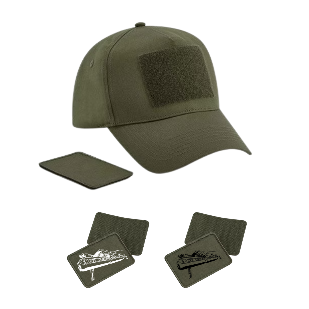CAP Baseballcap mit Wechselpatch Schwebebahn Kaiserwagen Wuppertal "W-Tradition" by Nadelbienen military green