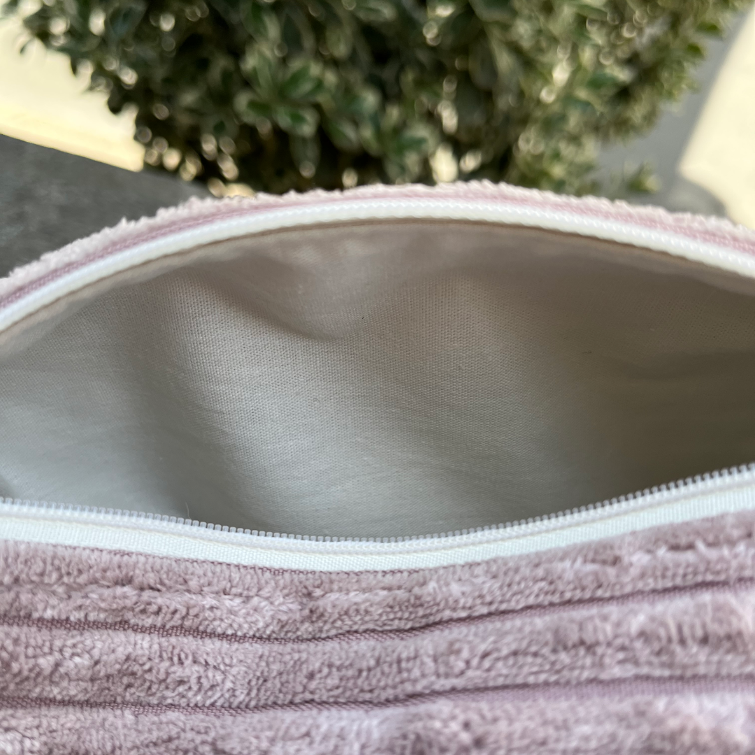 Kosmetiktasche "Fiby Soft" LOVE altrosa aus Samt-Cord richtig edel und kuschelig weich FibyS102