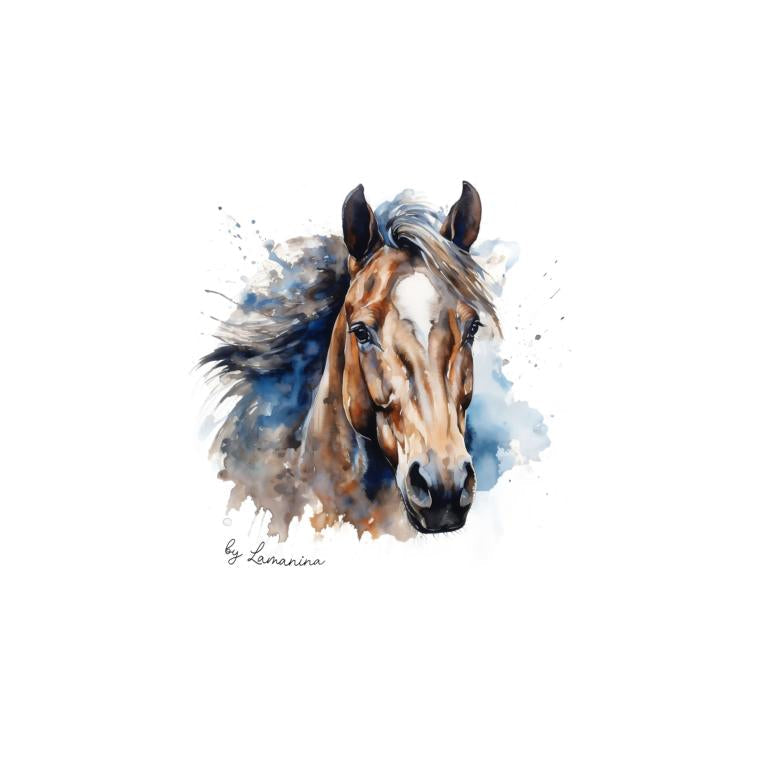 LAMANINA Kunstleder Panel Pferdekopf blau