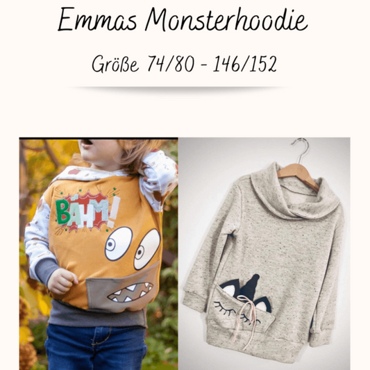 Tante Emmas Nähladen Schnittmuster Papier Hoodie "Emmas Monsterhoodie"