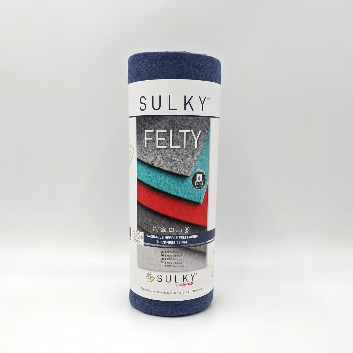 Filz Sulky Felty Gunold Stickfilz Nähen waschbar vegan blau marmoriert #485