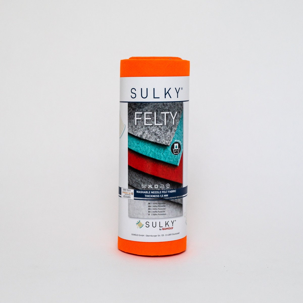 Filz Sulky Felty Gunold Stickfilz Nähen waschbar vegan neon orange #427
