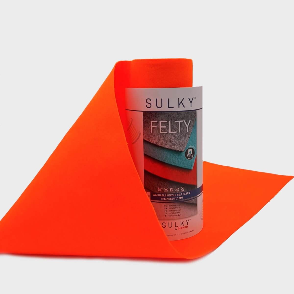 Filz Sulky Felty Gunold Stickfilz Nähen waschbar vegan neon orange #427