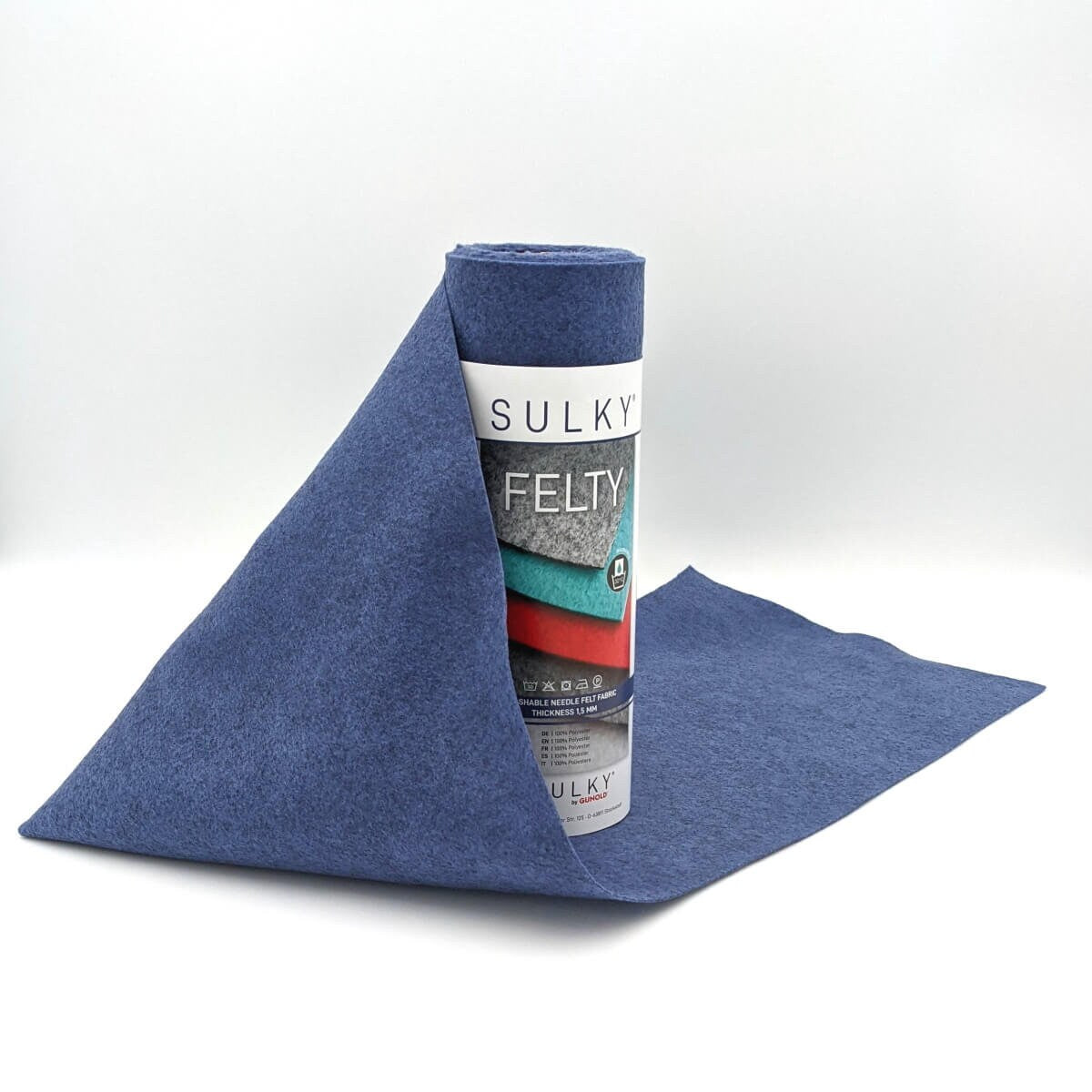 Filz Sulky Felty Gunold Stickfilz Nähen waschbar vegan blau marmoriert #485