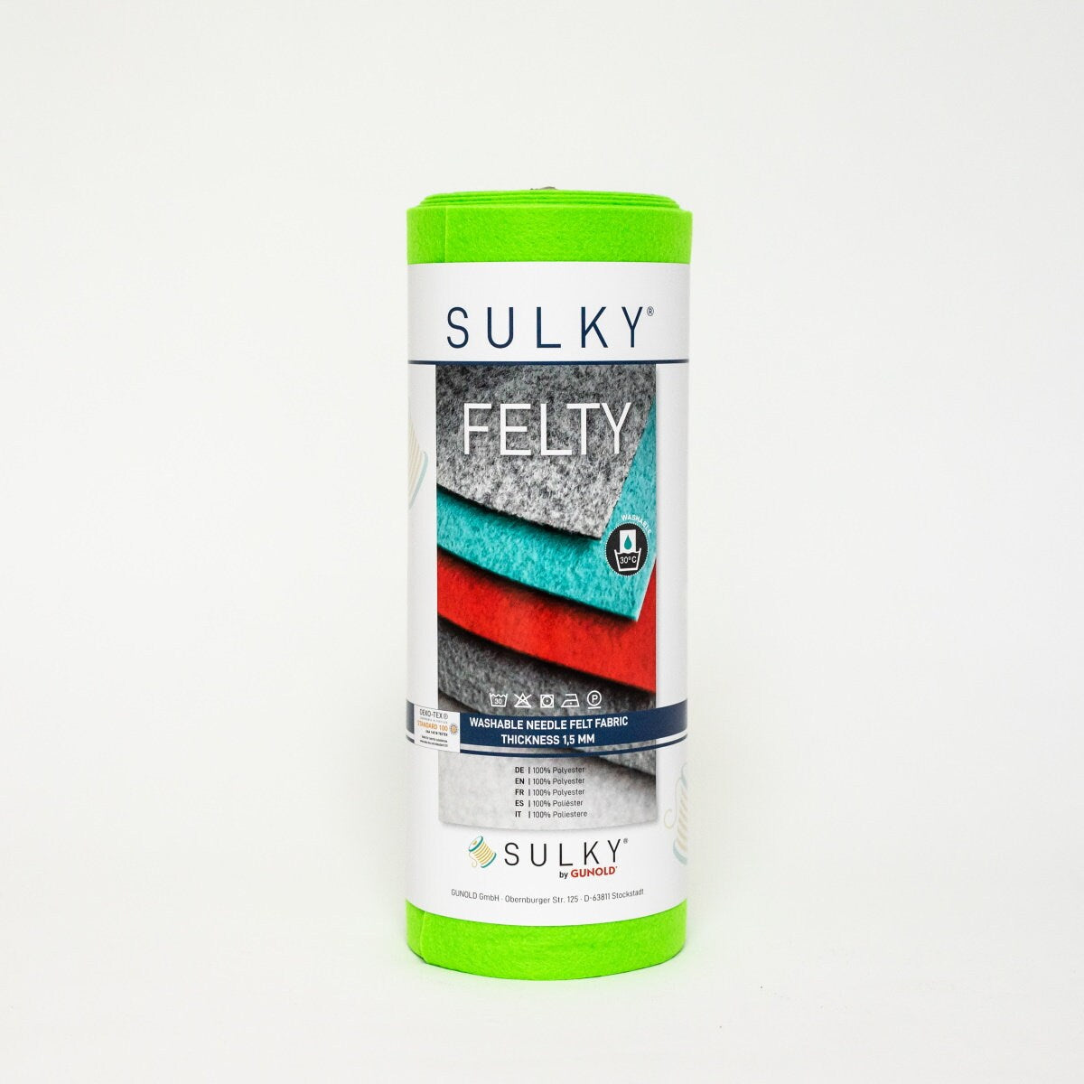 Filz Sulky Felty Gunold Stickfilz Nähen waschbar vegan neon grün #445