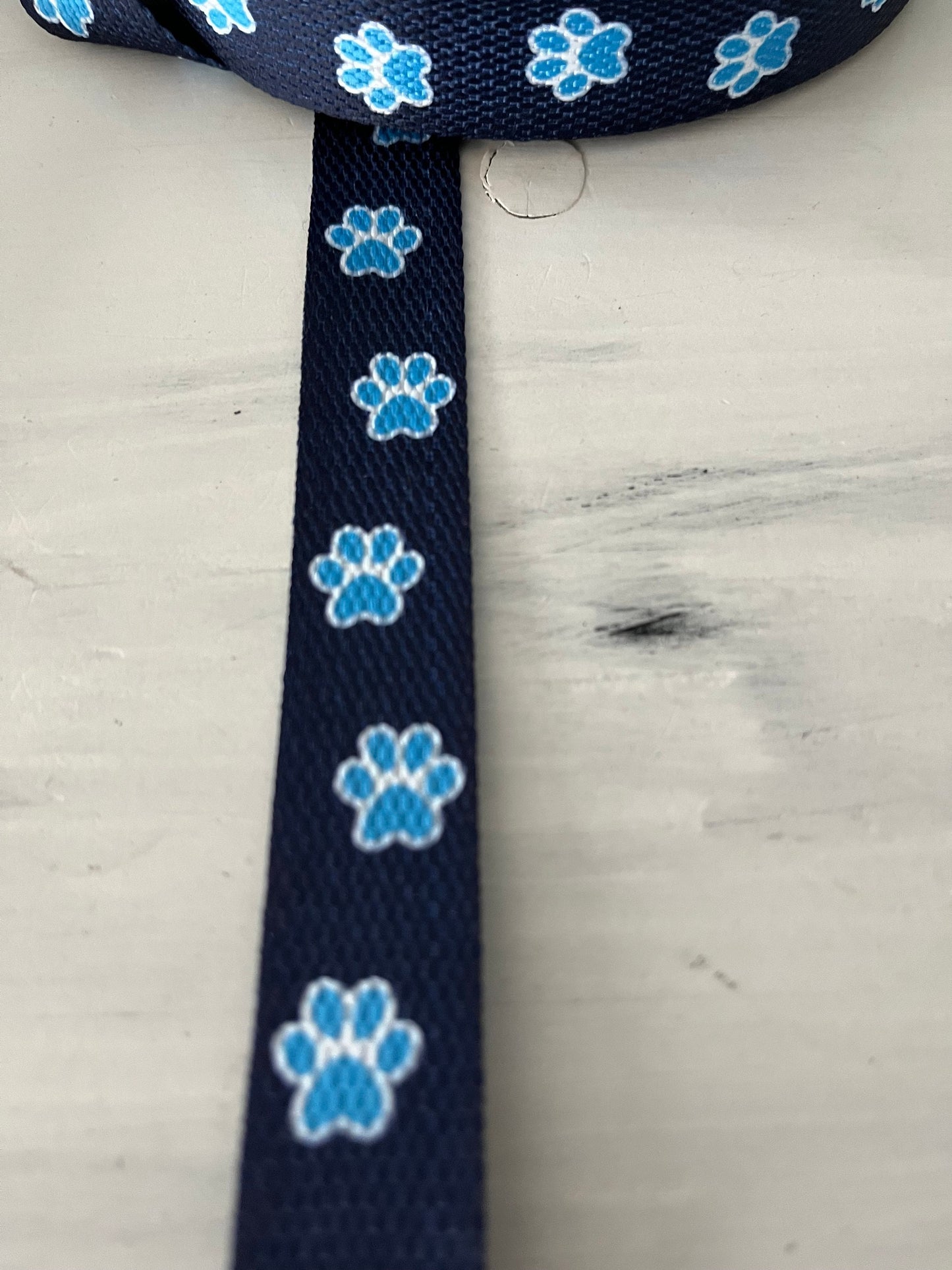 Webband 20 mm 2 cm Pfoten Tiere Pfote Tier blau marineblau