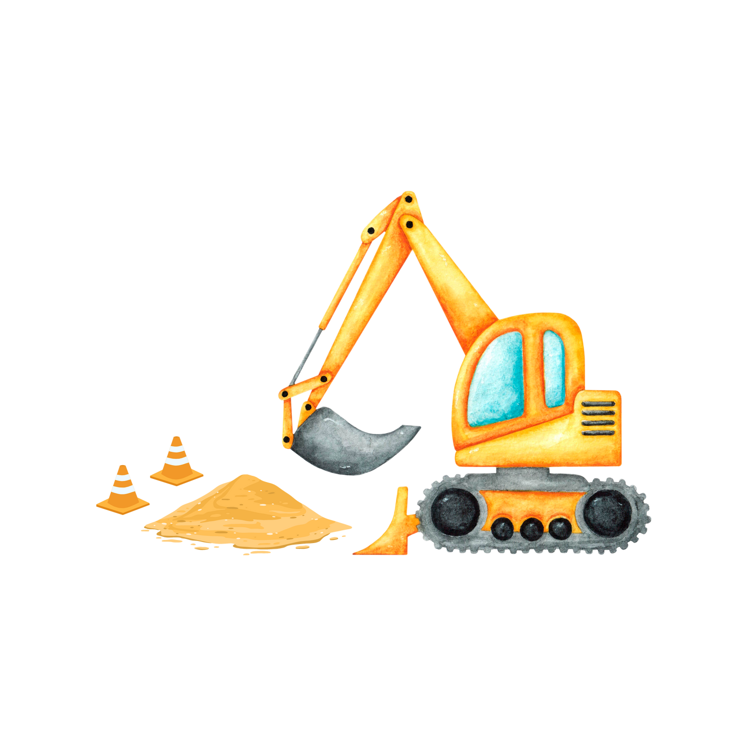 Bügelbild Bagger mit Sandhaufen Baustelle Aufbügelbild Bügelbilder Applikationen Nr. 000004-10