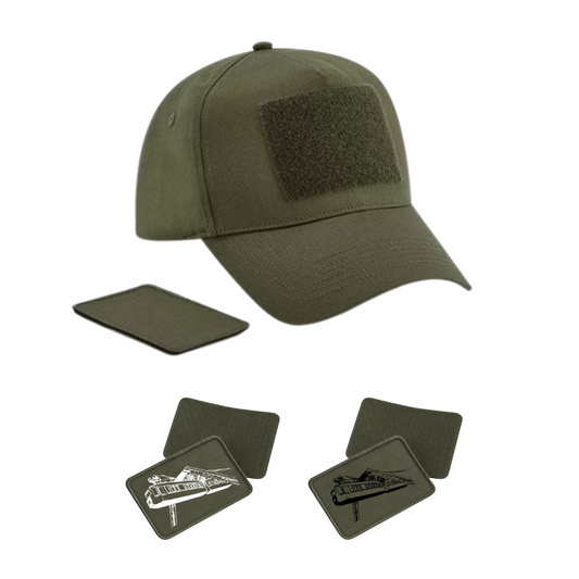 CAP Baseballcap mit Wechselpatch Schwebebahn Kaiserwagen Wuppertal "W-Tradition" by Nadelbienen military green
