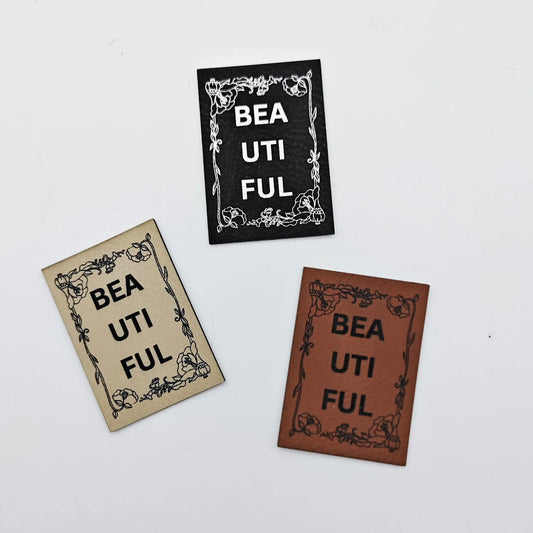Tate Emmas Nähladen Kunstlederlabel „BEAUTIFUL“