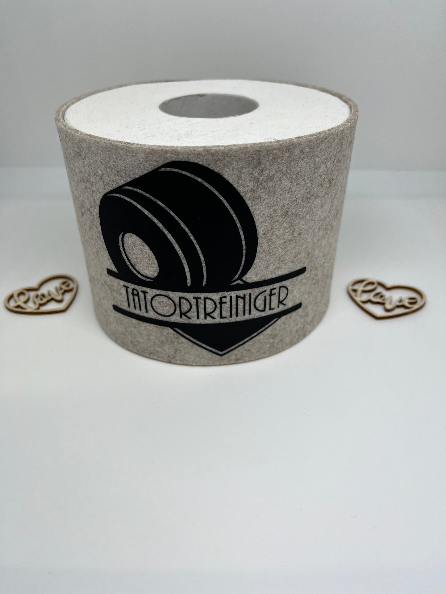 Filz Toilettenpapier-Cover beige "Tatortreiniger"