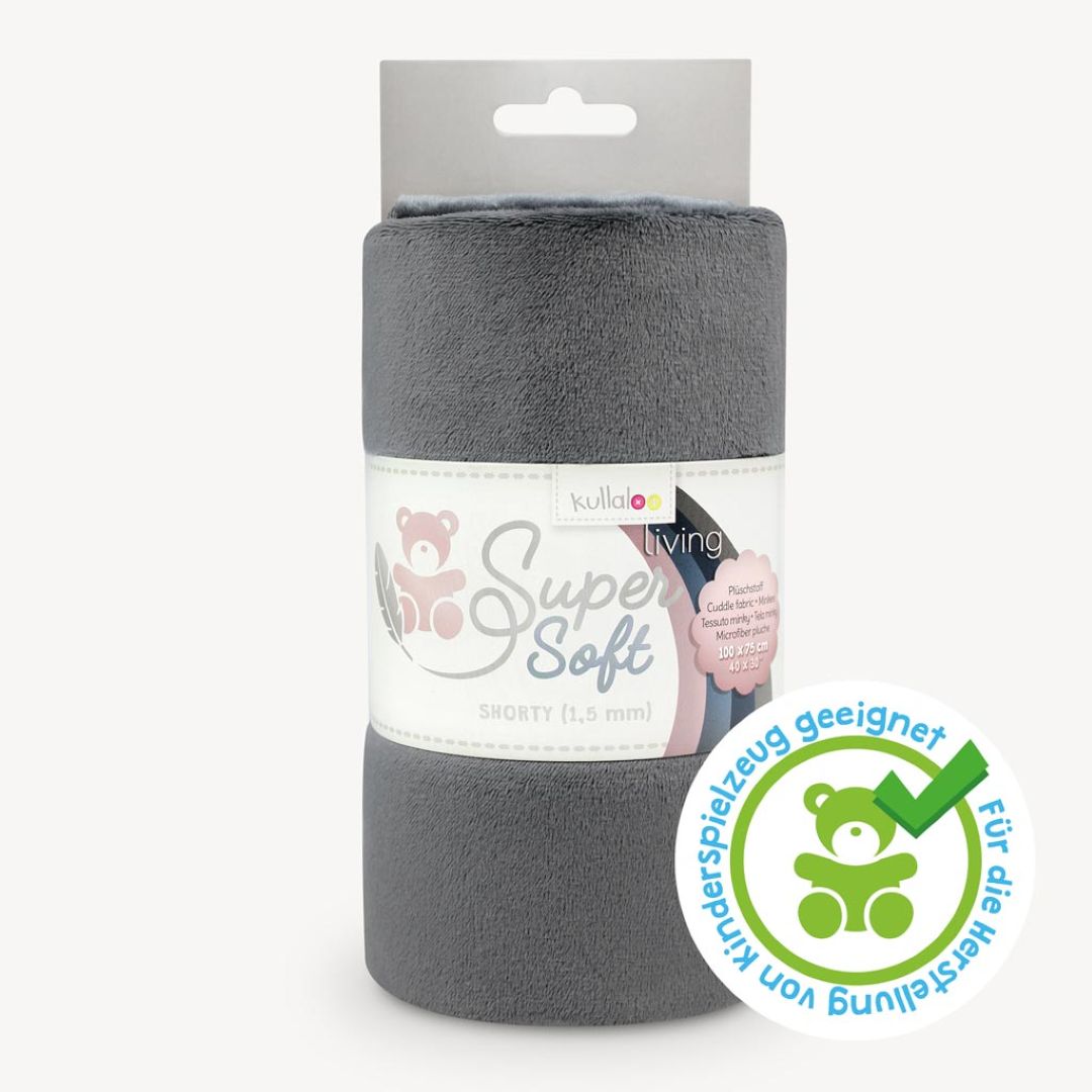 Kullaloo Plüschstoff Super Soft Shorty 1,5 mm aschgrau 62324