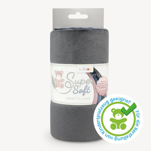 Kullaloo Plüschstoff Super Soft Shorty 1,5 mm aschgrau 62324