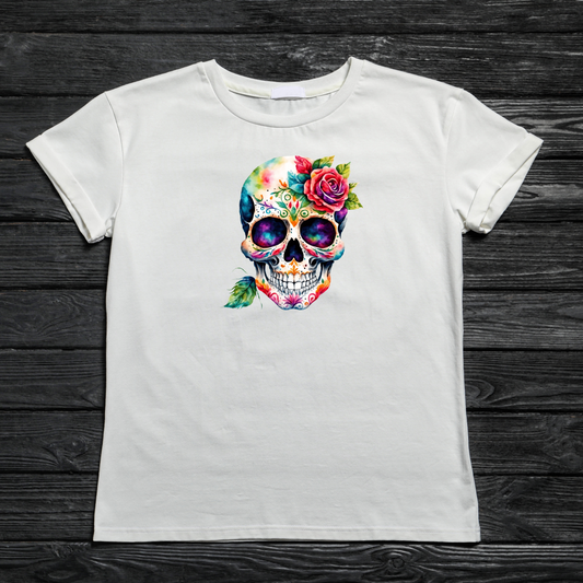 Bügelbild Totenkopf Rose Skull Roses 1 Aufbügelbild Bügelbilder Applikationen Nr. 000071-15