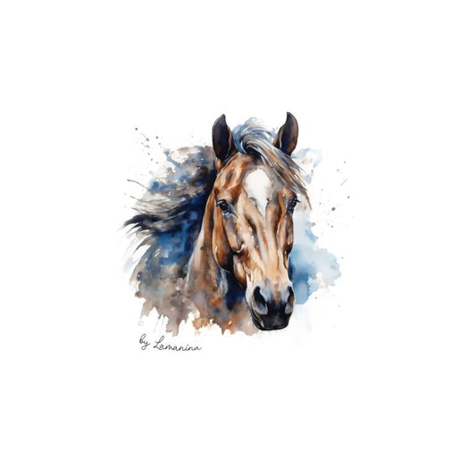 LAMANINA Kunstleder Panel Pferdekopf blau