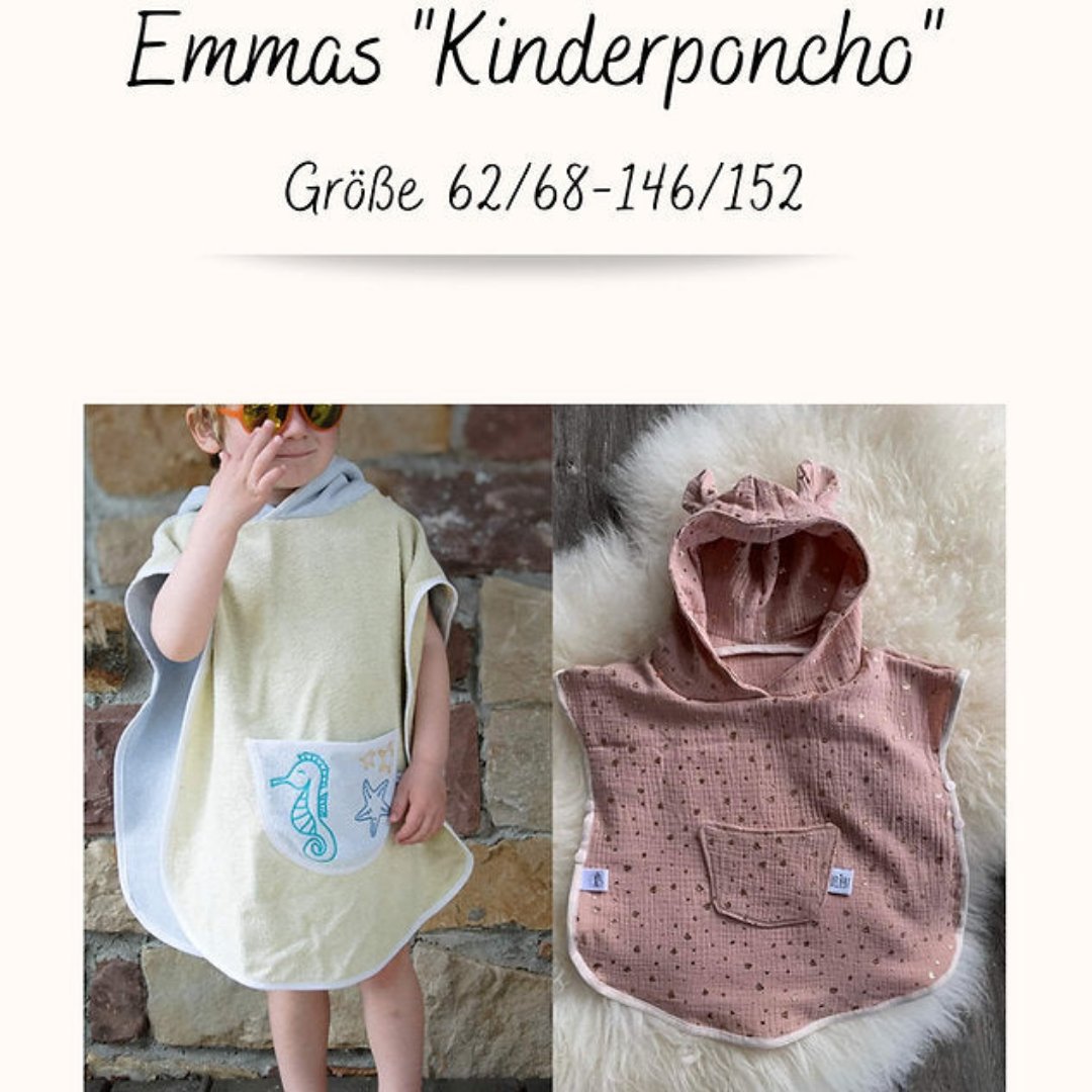 Tante Emmas Nähladen Schnittmuster Papier Hoodie "Emmas Kinderponcho"