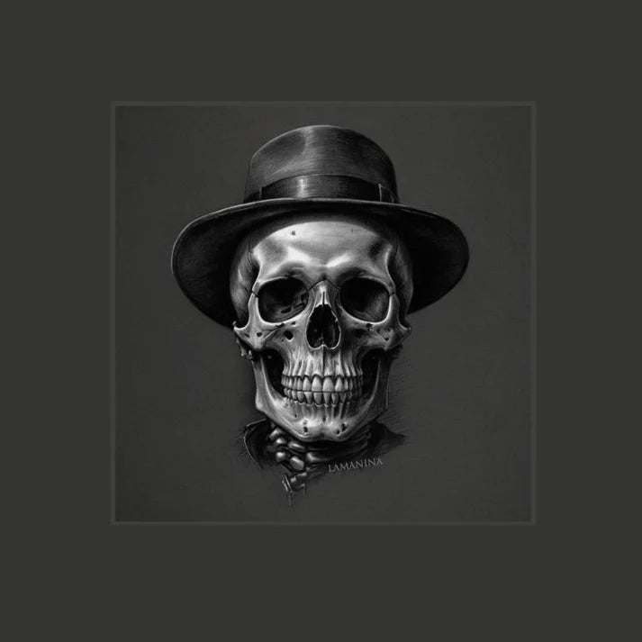 LAMANINA Kunstleder Panel Totenkopf Maxl mit Hut
