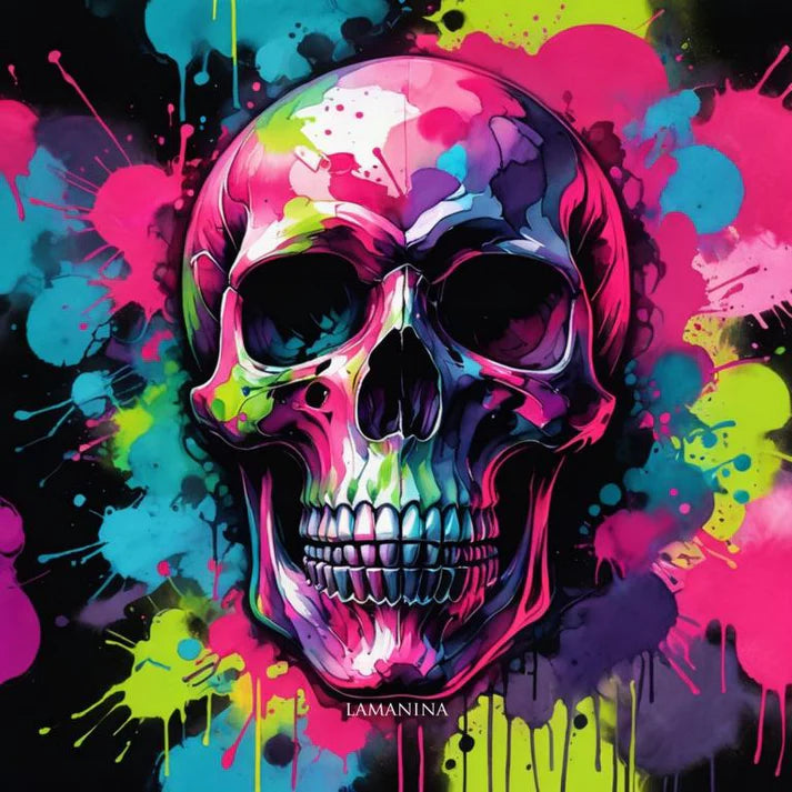LAMANINA Kunstleder Panel Skull Bunt