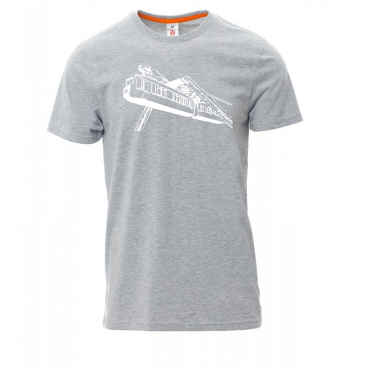 T-Shirt Schwebebahn Kaiserwagen Wuppertal "W-Tradition" by Nadelbienen grau melange/ weiß