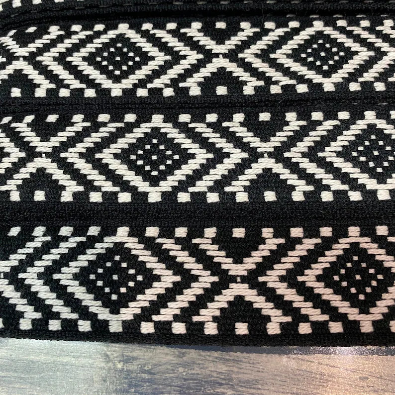 Gurtband Baumwolle "Ethno" 3 cm schwarz Nr. 80