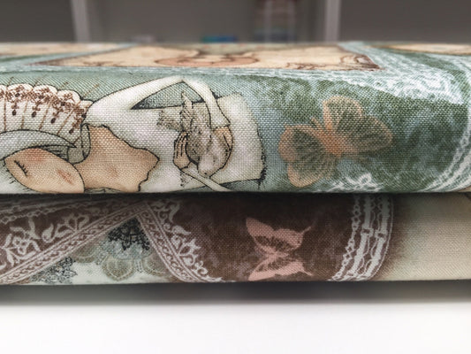 QT-Fabrics SANTORO Lost Song Mädchen Puppe Bild braun grün